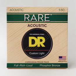 DR RPML-11 - струны для акустической гитары, Калибр: 11-50, Серия: RARE™, Обмотка: фосфористая бронза, Покрытие: нет