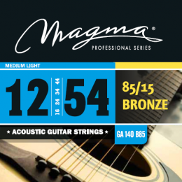 Magma Strings GA140B85 - Струны для акустической гитары, Серия: Bronze 85-15, Калибр: 12-16-24-34-44-54, Обмотка: круглая, бронзовый сплав 85/15, Натя