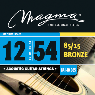 Magma Strings GA140B85 - Струны для акустической гитары, Серия: Bronze 85-15, Калибр: 12-16-24-34-44-54, Обмотка: круглая, бронзовый сплав 85/15, Натя Magma Strings GA140B85 - Струны для акустической гитары, Серия: Bronze 85-15, Калибр: 12-16-24-34-44-54, Обмотка: круглая, бронзовый сплав 85/15, Натя