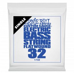 Ernie Ball 1732 - струна одиночная для бас-гитары, Серия Flatwound, Калибр: 32, Сердцевина: шестигранник; сталь, покрытая оловом, Обмотка: плоская,