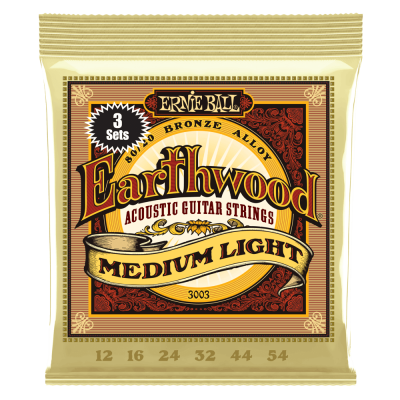 Ernie Ball 3003 струны для акуст.гитары (набор из трёх комплектов 2003) Earthwood 80/20 Bronze Medium Light (12-16-24w-32-44-54)