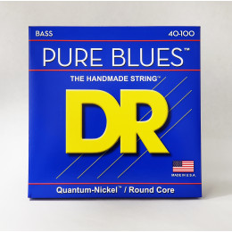 DR PB-40 - струны для 4-струнной бас-гитары, Калибр: 40-100, Серия: PURE BLUES™ Quantum Nickel™, Обмотка: никель, Покрытие: нет