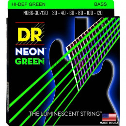 DR NGB6-30/120 - струны для 6-струнной бас-гитары, Калибр: 30-120, Серия: HI-DEF NEON™, Обмотка: посеребрёная/никелированая сталь, Покрытие: люминесце