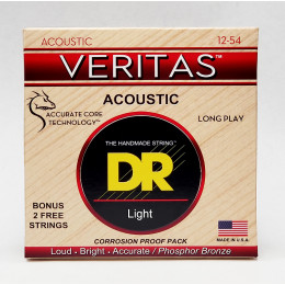 DR VTA-12 - струны для акустической гитары, Калибр: 12-54, Серия: VERITAS™, Обмотка: фосфористая бронза, Покрытие: сверху корда