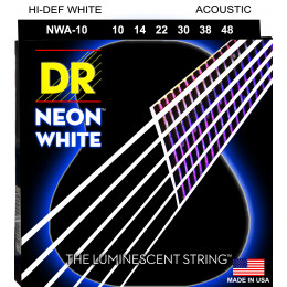 DR NWA-10 - струны для акустической гитары, Калибр: 10-48, Серия: HI-DEF NEON™, Обмотка: посеребрёная медь, Покрытие: люминесцентное