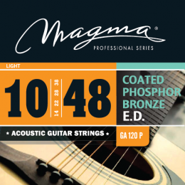 Magma Strings GA120P - Струны для акустической гитары, Серия: Coated Phosphor Bronze, Калибр: 10-14-22-28-38-48, Обмотка: круглая, фосфористая бронза