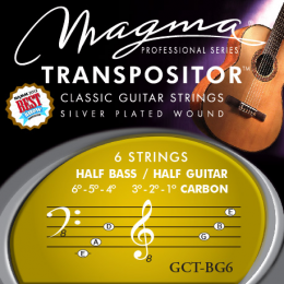 Magma Strings GCT-BG6 - Струны для классической гитары 1E 2A 3D 4G 5B 6E нестандартный строй, Серия: Transpositor, Обмотка: посеребрёная.
