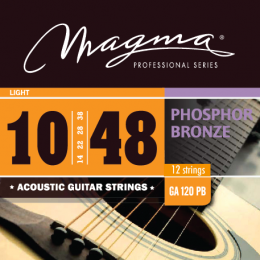 Magma Strings GA120PB12 - Струны для 12-струнной акустической гитары 10-48, Серия: Phosphor Bronze, Калибр: 10-14-22-28-38-48, Обмотка: круглая, фосфо