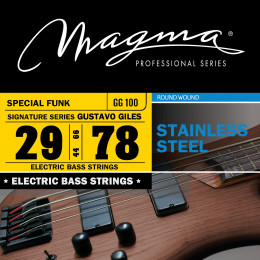 Magma Strings GG100 - Струны для бас-гитары Gustavo Giles 29-78, Серия: Signature, Калибр: 29-44-66-78, Обмотка: круглая, нержавеющая сталь, Натяжение