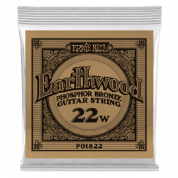 Ernie Ball 1822 струна одиночная для акустической гитары, Серия Earthwood, Калибр: 22, Сердцевина: шестигранник; сталь, покрытая латунью, Обмотка: