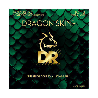 DR DAP-10 - струны для акустической гитары, Калибр: 10-48, Серия: DRAGON SKIN+™, Обмотка: фосфористая бронза, Покрытие: микротонкое DR DAP-10 - струны для акустической гитары, Калибр: 10-48, Серия: DRAGON SKIN+™, Обмотка: фосфористая бронза, Покрытие: микротонкое