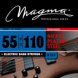 Magma Strings BE210N - Струны для бас-гитары 55-110, Серия: Nickel Plated Steel, Калибр: 55-75-90-110, Обмотка: круглая, никелированая сталь, Натяжени
