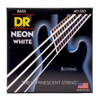 DR NWB5-40 - струны для 5-струнной бас-гитары, Калибр: 40-120, Серия: HI-DEF NEON™, Обмотка: посеребрёная/никелированая сталь, Покрытие: люминесцентно DR NWB5-40 - струны для 5-струнной бас-гитары, Калибр: 40-120, Серия: HI-DEF NEON™, Обмотка: посеребрёная/никелированая сталь, Покрытие: люминесцентно