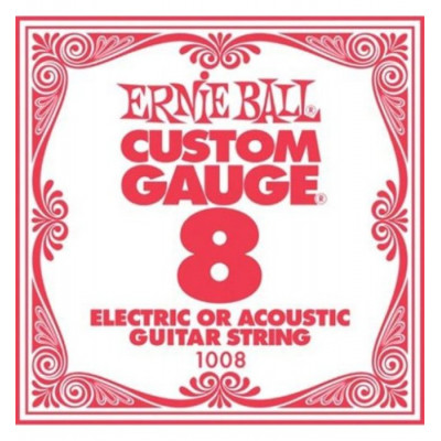 Ernie Ball 1008 струна для электро и акустических гитар. Сталь, калибр .008