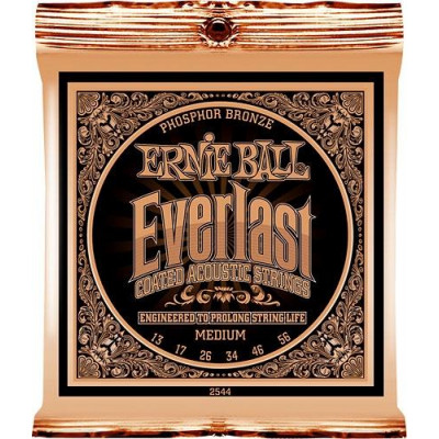 Ernie Ball 2544 струны для акуст.гитары Everlast Coated Phosphor Bronze Medium (13-17-26-34-46-56) фосфорная бронза с нанонапылением Ernie Ball 2544 струны для акуст.гитары Everlast Coated Phosphor Bronze Medium (13-17-26-34-46-56) фосфорная бронза с нанонапылением