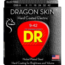 DR DSE-9 - струны для электрогитары, Калибр: 9-42, Серия: DRAGON SKIN™, Обмотка: никелированая сталь, Покрытие: сверху обмотки