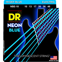DR NBE-10 - струны для электрогитары, Калибр: 10-46, Серия: HI-DEF NEON™, Обмотка: посеребрёная/никелированая сталь, Покрытие: люминесцентное