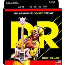 DR BZ-45 - подписные струны Bootsy Collins для 4-струнной бас-гитары, Калибр: 45-105, Серия: BOOTZILLAS™, Обмотка: нержавеющая сталь, Покрытие: есть