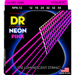 DR NPA-12 - струны для акустической гитары, Калибр: 12-54, Серия: HI-DEF NEON™, Обмотка: посеребрёная медь, Покрытие: люминесцентное