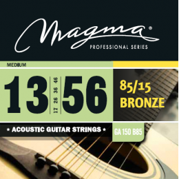 Magma Strings GA150B85 - Струны для акустической гитары, Серия: Bronze 85-15, Калибр: 13-17-26-36-46-56, Обмотка: круглая, бронзовый сплав 85/15, Натя