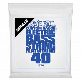 Ernie Ball 1740 - струна одиночная для бас-гитары, Серия Flatwound, Калибр: 40, Сердцевина: шестигранник; сталь, покрытая оловом, Обмотка: плоская,