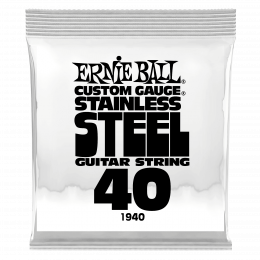 Ernie Ball 1940 струна одиночная для электрогитары, Серия Stainless Steel, Калибр: 40, Сердцевина: шестигранник; сталь, покрытая оловом, Обмотка: