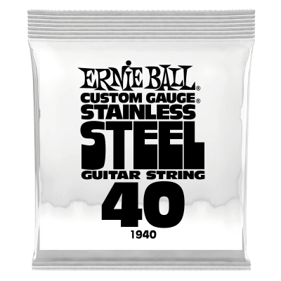Ernie Ball 1940 струна одиночная для электрогитары, Серия Stainless Steel, Калибр: 40, Сердцевина: шестигранник; сталь, покрытая оловом, Обмотка: