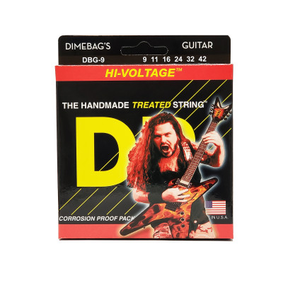 DR DBG-9 - струны для электрогитары, Калибр: 9-42, Серия: HI-VOLTAGE™, Обмотка: никелированая сталь, Покрытие: есть