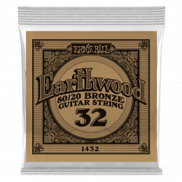Ernie Ball 1432 - струна одиночная для акустической гитары, Серия Earthwood, Калибр: 32, Сердцевина: шестигранник; сталь, покрытая латунью, Обмотка: Ernie Ball 1432 - струна одиночная для акустической гитары, Серия Earthwood, Калибр: 32, Сердцевина: шестигранник; сталь, покрытая латунью, Обмотка: