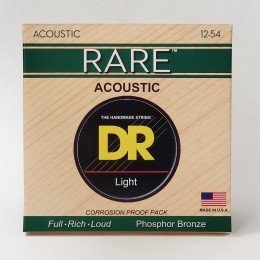 DR RPM-12 - струны для акустической гитары, Калибр: 12-54, Серия: RARE™, Обмотка: фосфористая бронза, Покрытие: нет