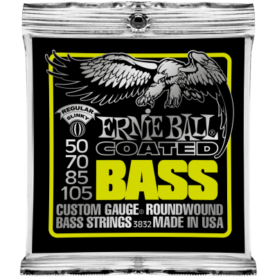 Ernie Ball 3832 струны для бас-гитары Coated Bass Regular Slinky (50-70-85-105) покрытые спец. сплавом Ernie Ball 3832 струны для бас-гитары Coated Bass Regular Slinky (50-70-85-105) покрытые спец. сплавом
