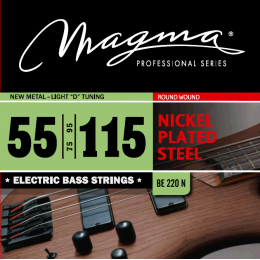 Magma Strings BE220N - Струны для бас-гитары 55-115, Серия: Nickel Plated Steel, Калибр: 55-75-95-115, Обмотка: круглая, никелированая сталь, Натяжени