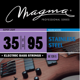 Magma Strings BE120S - Струны для бас-гитары 35-95, Серия: Stainless Steel, Калибр: 35-55-75-95, Обмотка: круглая, нержавеющая сталь, Натяжение: Super