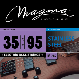 Magma Strings BE120S - Струны для бас-гитары 35-95, Серия: Stainless Steel, Калибр: 35-55-75-95, Обмотка: круглая, нержавеющая сталь, Натяжение: Super Magma Strings BE120S - Струны для бас-гитары 35-95, Серия: Stainless Steel, Калибр: 35-55-75-95, Обмотка: круглая, нержавеющая сталь, Натяжение: Super