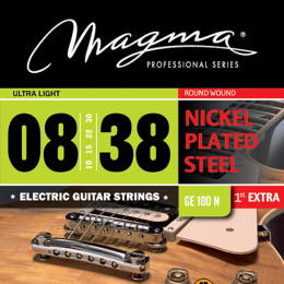 Magma Strings GE100N - Струны для электрогитары 8-38, Серия: Nickel Plated Steel, Калибр: 8-10-15-22-30-38, Обмотка: круглая, никелированая сталь.