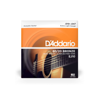 D'addario EJ10 - струны для акустической гитары ( 10 - 47 ) бронза 80/20