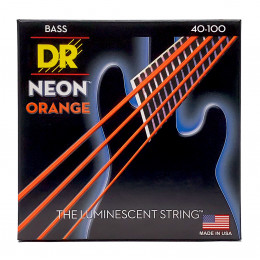 DR NOB-40 - струны для 4-струнной бас-гитары, Калибр: 40-100, Серия: HI-DEF NEON™, Обмотка: посеребрёная/никелированая сталь, Покрытие: люминесцентное