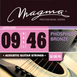 Magma Strings GA100PB - Струны для акустической гитары, Серия: Phosphor Bronze, Калибр: 9-11-16-26-36-46, Обмотка: круглая, фосфористая бронза, Натяже