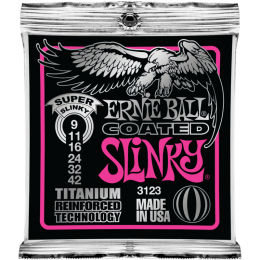 Ernie Ball 3123 струны для эл.гитары Coated Electric Titanium RPS Super Slinky (9-11-16-24-32-42) покрытые спец. сплавом