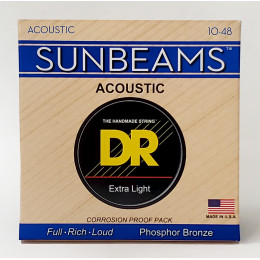 DR RCA-10 - струны для акустической гитары, Калибр: 10-48, Серия: SUNBEAM™, Обмотка: фосфористая бронза, Покрытие: нет