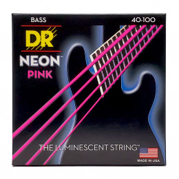 DR NPB-40 - струны для 4-струнной бас-гитары, Калибр: 40-100, Серия: HI-DEF NEON™, Обмотка: посеребрёная/никелированая сталь, Покрытие: люминесцентное