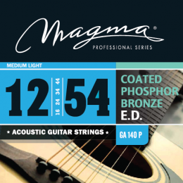 Magma Strings GA140P - Струны для акустической гитары, Серия: Coated Phosphor Bronze, Калибр: 12-16-24-34-44-54, Обмотка: круглая, фосфористая бронза