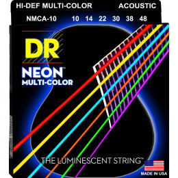 DR NMCA-10 - струны для акустической гитары, Калибр: 10-48, Серия: HI-DEF NEON™, Обмотка: посеребрёная медь, Покрытие: люминесцентное