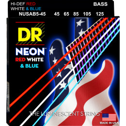 DR NUSAB5-45 - струны для 5-струнной бас-гитары, Калибр: 40-125, Серия: HI-DEF NEON™, Обмотка: посеребрёная/никелированая сталь, Покрытие: люминесцент
