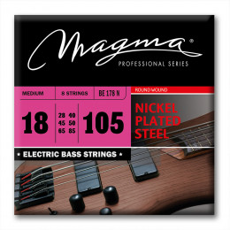 Magma Strings BE178N - Струны для 8-струнной бас-гитары 45/18-105/50, Серия: Nickel Plated Steel, Обмотка: круглая, никелированая сталь, Натяжение: Me Magma Strings BE178N - Струны для 8-струнной бас-гитары 45/18-105/50, Серия: Nickel Plated Steel, Обмотка: круглая, никелированая сталь, Натяжение: Me
