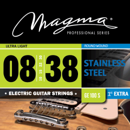 Magma Strings GE100S - Струны для электрогитары 8-38, Серия: Stainless Steel, Калибр: 8-10-15-22-30-38, Обмотка: круглая, нержавеющая сталь.