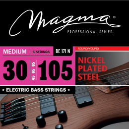 Magma Strings BE171N - Струны для 5-струнной бас-гитары High C 30-105, Серия: Nickel Plated Steel, Обмотка: круглая, никелированая сталь, Натяжение: M