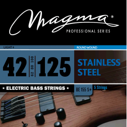 Magma Strings BE155S+ - Струны для 5-струнной бас-гитары Low B 42-125, Серия: Stainless Steel, Калибр: 42-62-80-100-125, Обмотка: круглая, нержавеющая