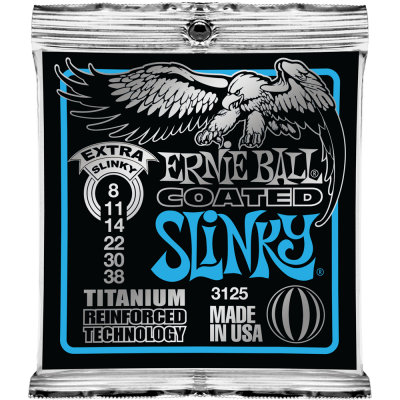 Ernie Ball 3125 струны для эл.гитары Coated Electric Titanium RPS Extra Slinky (8-11-14-22-30-38) покрытые спец. сплавом
