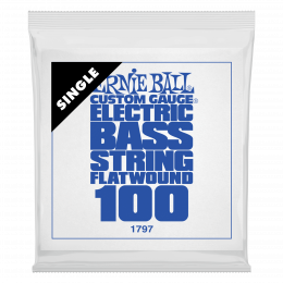 Ernie Ball 1797 струна одиночная для бас-гитары, Серия Flatwound, Калибр: 100, Сердцевина: шестигранник; сталь, покрытая оловом, Обмотка: плоская,